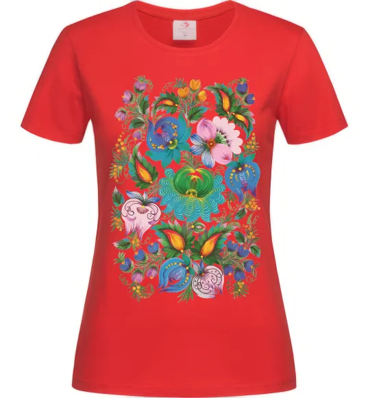 Женская футболка Петриківський розпис Красный фото