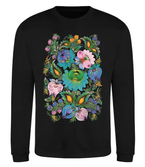 Свитшот Петриківський розпис Черный фото