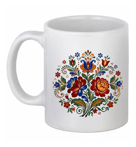 Чашка керамическая Петриківський розпис коло Белый фото