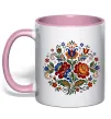 Чашка с цветной ручкой Петриківський розпис коло Нежно розовый фото