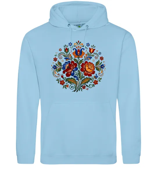 Мужская толстовка (худи) Петриківський розпис коло Голубой фото