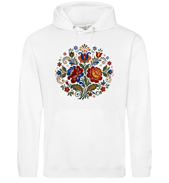 Жіноча толстовка (худі) Петриківський розпис коло Білий фото