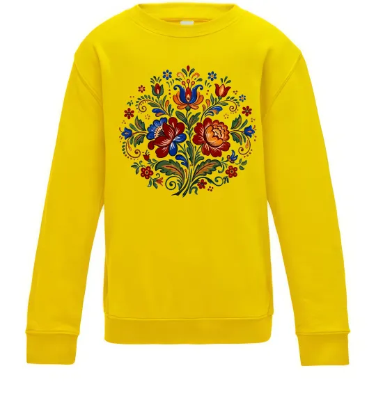 Детский Свитшот Петриківський розпис коло Солнечно желтый фото