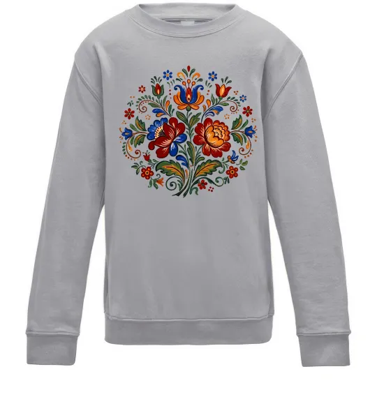 Детский Свитшот Петриківський розпис коло Серый меланж фото