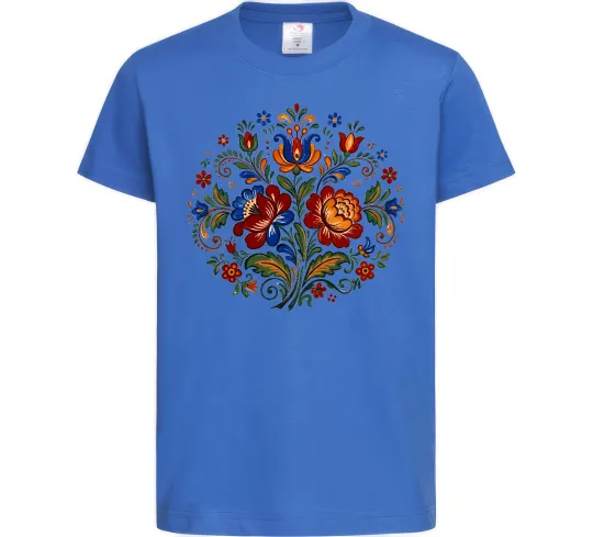 Детская футболка Петриківський розпис коло Ярко-синий фото