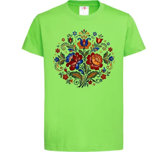 Детская футболка Петриківський розпис коло Лаймовый фото