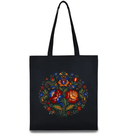 Эко-сумка Петриківський розпис коло Черный фото