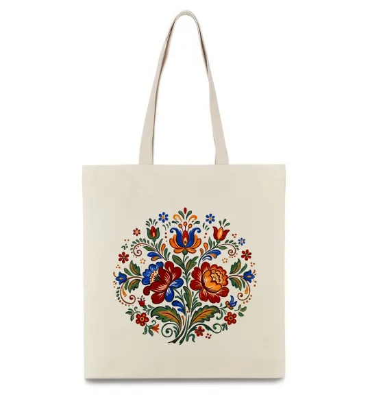 Эко-сумка Петриківський розпис коло Бежевый фото