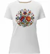 Женская премиум футболка Петриківський розпис коло Белый фото