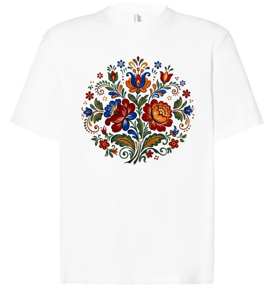 Футболка Оверсайз Петриківський розпис коло Белый фото