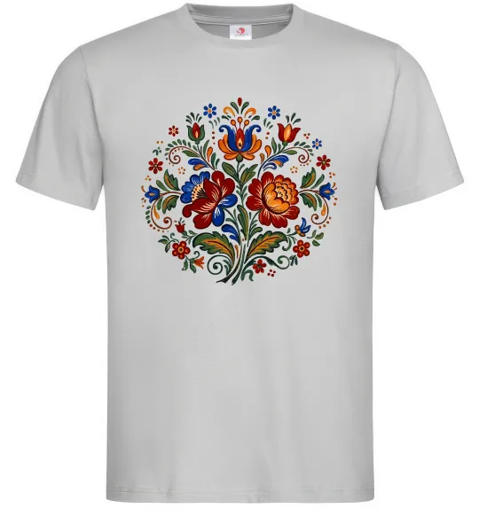 Мужская футболка Петриківський розпис коло Серый фото