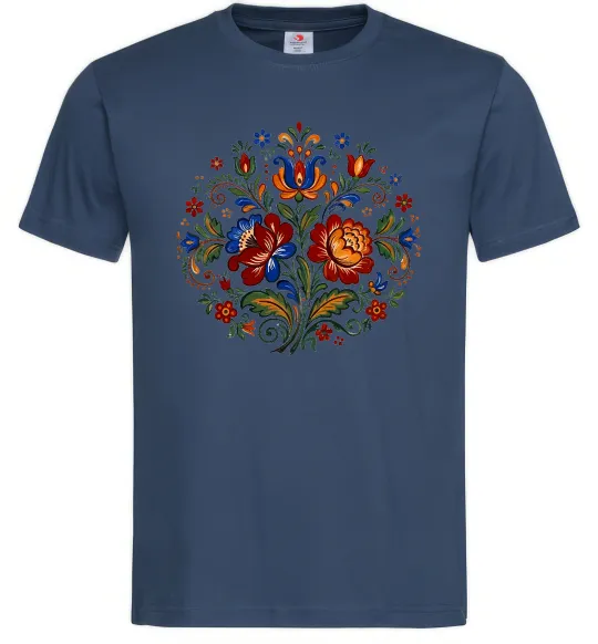 Мужская футболка Петриківський розпис коло Темно-синий фото