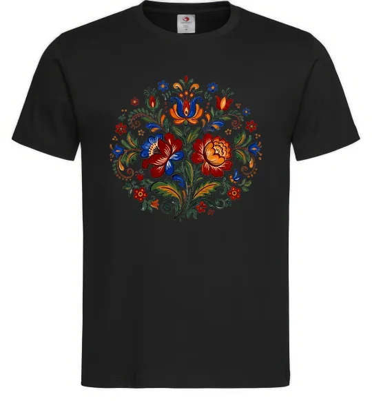 Мужская футболка Петриківський розпис коло Черный фото
