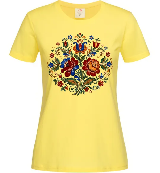 Женская футболка Петриківський розпис коло Лимонный фото