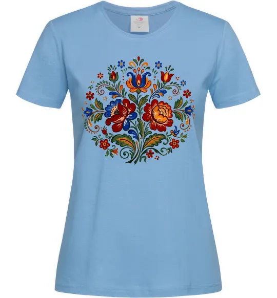 Женская футболка Петриківський розпис коло Голубой фото