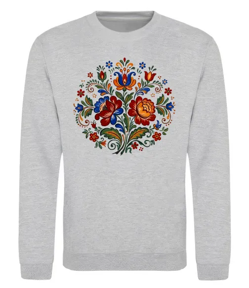 Свитшот Петриківський розпис коло Серый меланж фото