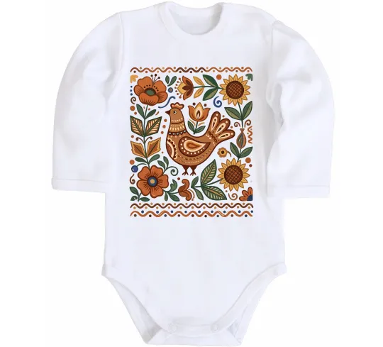 Детский боди Опішнянська кераміка орнамент Белый фото