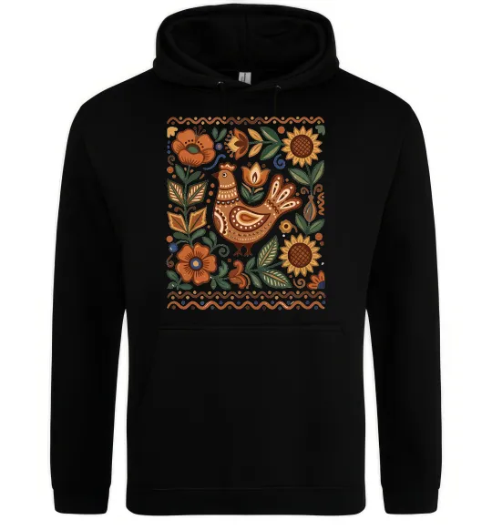 Мужская толстовка (худи) Опішнянська кераміка орнамент Черный фото