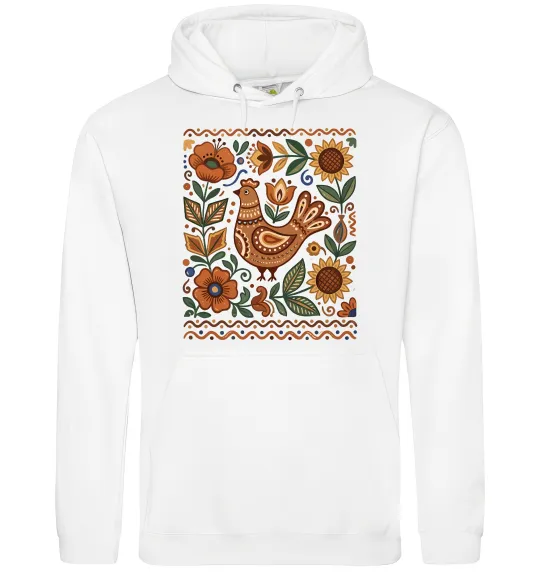 Жіноча толстовка (худі) Опішнянська кераміка орнамент Білий фото