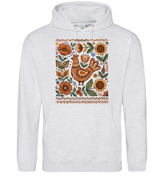 Жіноча толстовка (худі) Опішнянська кераміка орнамент Сірий меланж фото