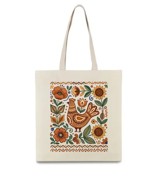 Эко-сумка Опішнянська кераміка орнамент Бежевый фото