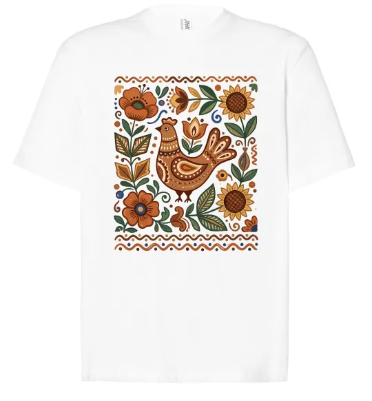 Футболка Оверсайз Опішнянська кераміка орнамент Белый фото