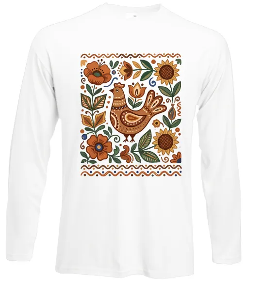 Лонгслив Опішнянська кераміка орнамент Белый фото