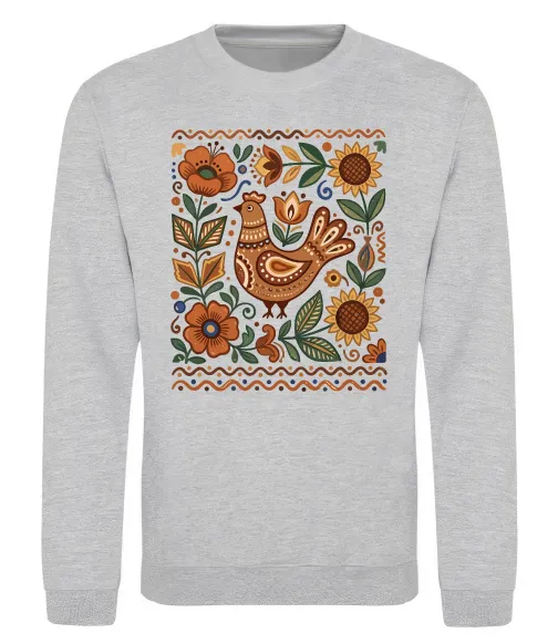 Свитшот Опішнянська кераміка орнамент Серый меланж фото