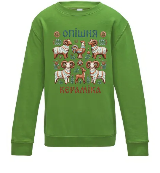Детский Свитшот Опішня кераміка Лаймовый фото