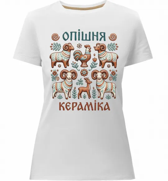 Женская премиум футболка Опішня кераміка Белый фото