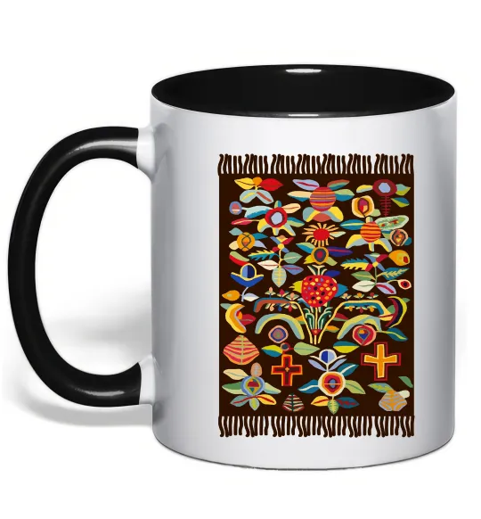 Чашка с цветной ручкой Решетилівські килими Черный фото