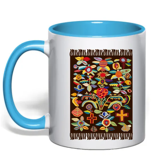 Чашка с цветной ручкой Решетилівські килими Голубой фото