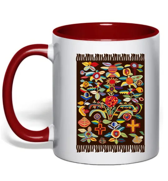 Чашка с цветной ручкой Решетилівські килими Красный фото