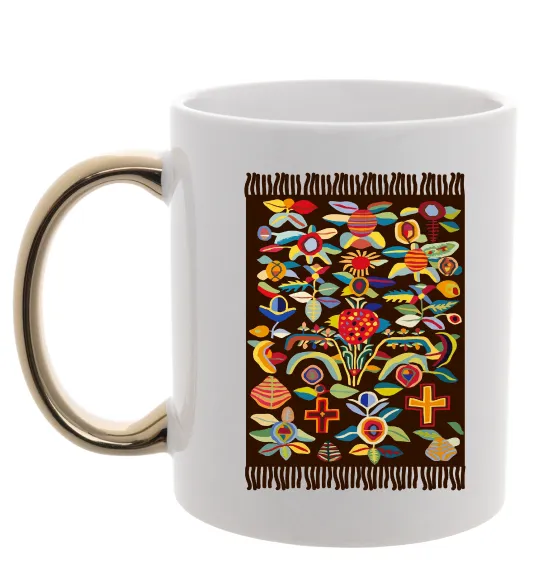 Чашка с цветной ручкой Решетилівські килими Золото фото