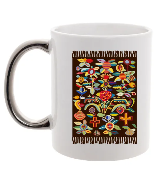 Чашка с цветной ручкой Решетилівські килими Серебро фото