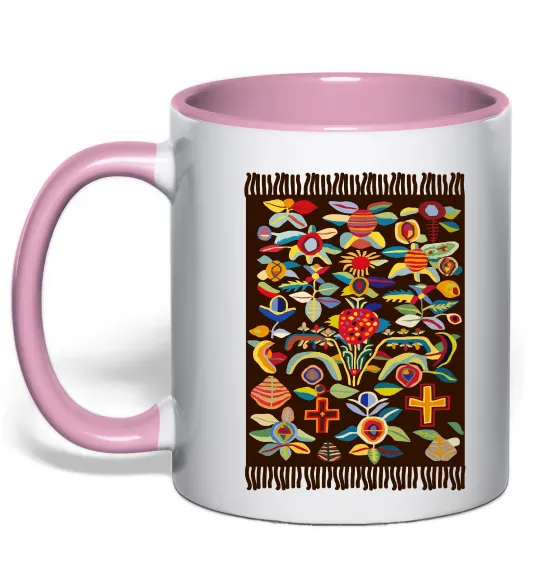 Чашка с цветной ручкой Решетилівські килими Нежно розовый фото