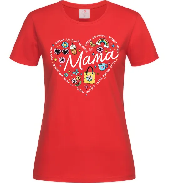 Женская футболка Мама серце з компліментів Красный фото