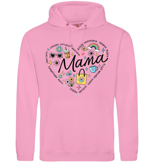 Женская толстовка (худи) Мама серце з компліментів Розовый фото