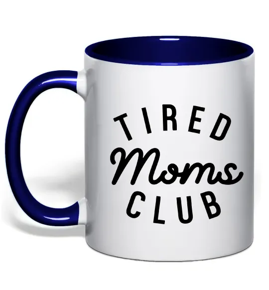 Чашка з кольоровою ручкою Tired moms club Глибокий темно-синій фото