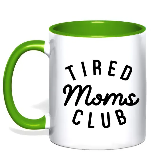 Чашка з кольоровою ручкою Tired moms club Лаймовий фото