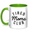 Чашка з кольоровою ручкою Tired moms club Лаймовий фото