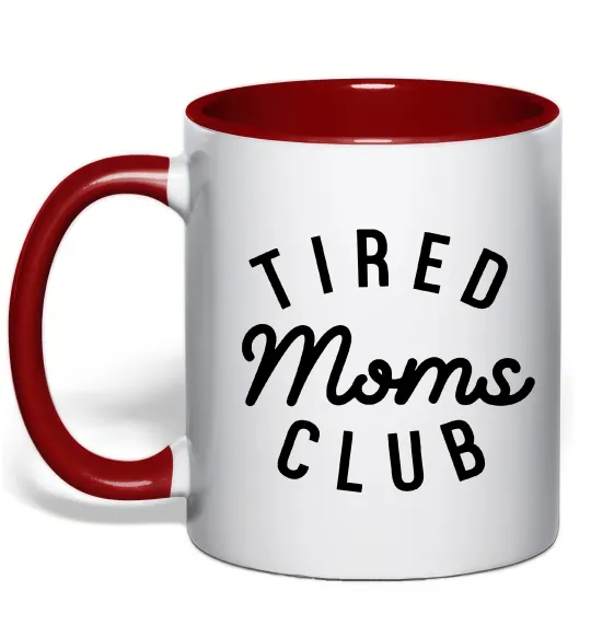 Чашка з кольоровою ручкою Tired moms club Червоний фото