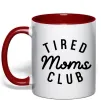Чашка з кольоровою ручкою Tired moms club Червоний фото