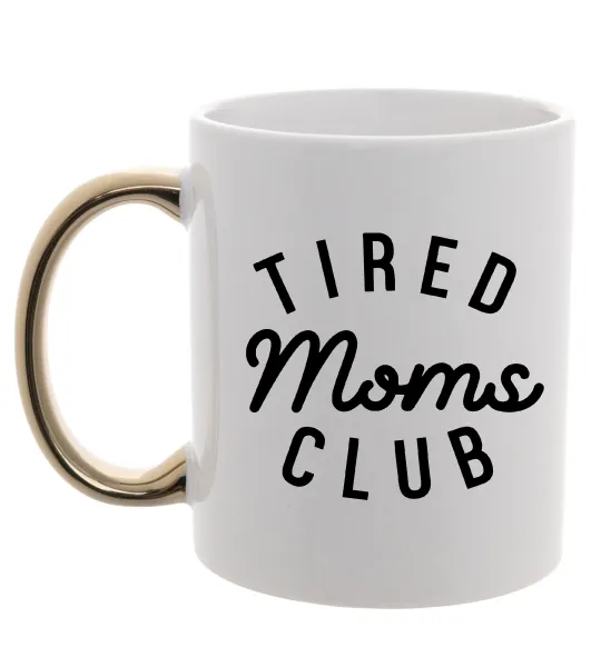 Чашка з кольоровою ручкою Tired moms club Золото фото