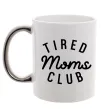 Чашка з кольоровою ручкою Tired moms club Срібло фото