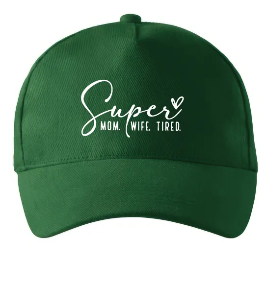 Кепка Super mom wife tired Темно-зеленый фото