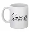 Чашка керамическая Super mom wife tired Белый фото