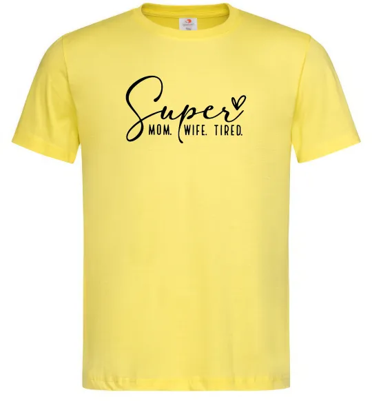 Мужская футболка Super mom wife tired Лимонный фото
