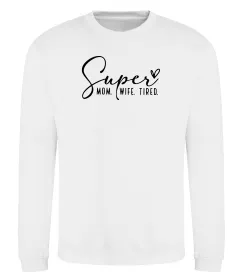 Свитшот Super mom wife tired Белый фото
