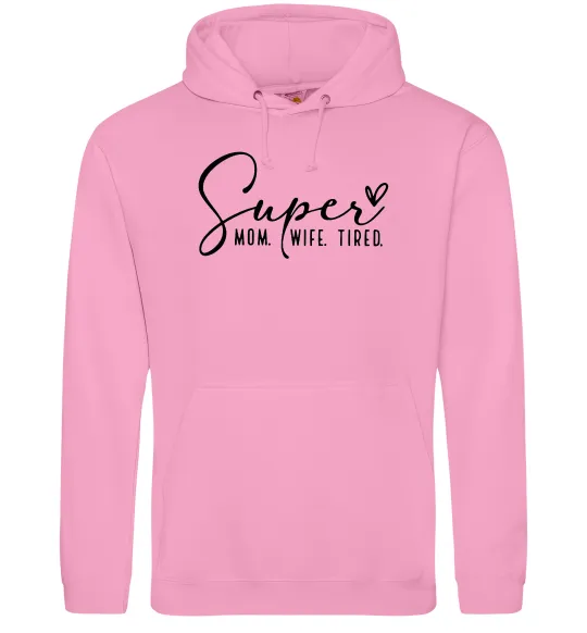 Женская толстовка (худи) Super mom wife tired Розовый фото